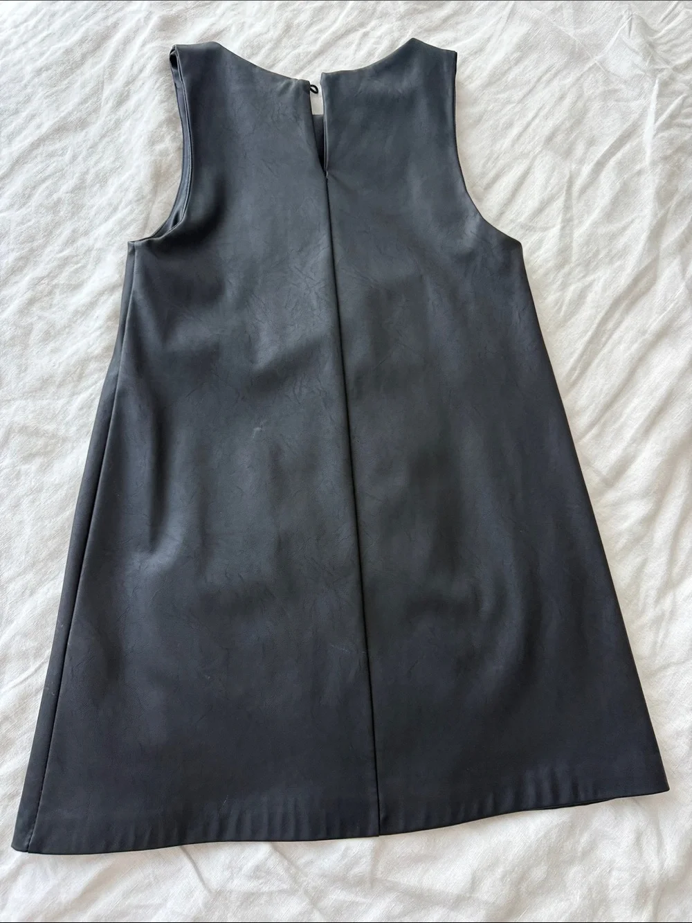 Zara Black Faux Leather Pocket Shift Dress